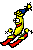 Skiing Banana animated emoticon