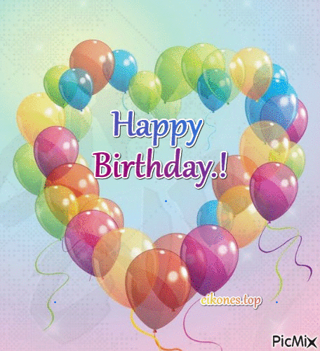 Colorful Happy Birthday Balloon Gif