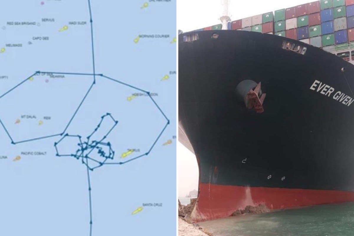 Mega cargo ship drew giant penis in Red Sea before lodging itself in Suez Canal
