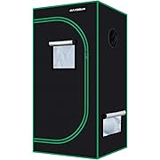 MAXSISUN 2x2 Grow Tent 600D Mylar Hydroponic Indoor Plants Growing Tent with Observation Window and Floor Tray 24x24x48 Grow Cabinet for 2 Plants, Opens in a new tab
